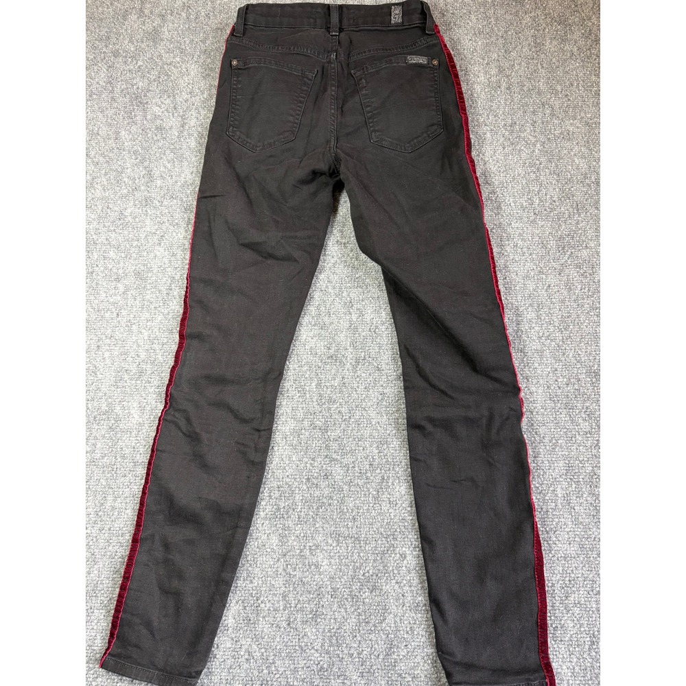 7 For All Mankind b(air) High Waist Ankle Skinny Jeans Black Velvet Stripe 24 - Picture 9 of 10